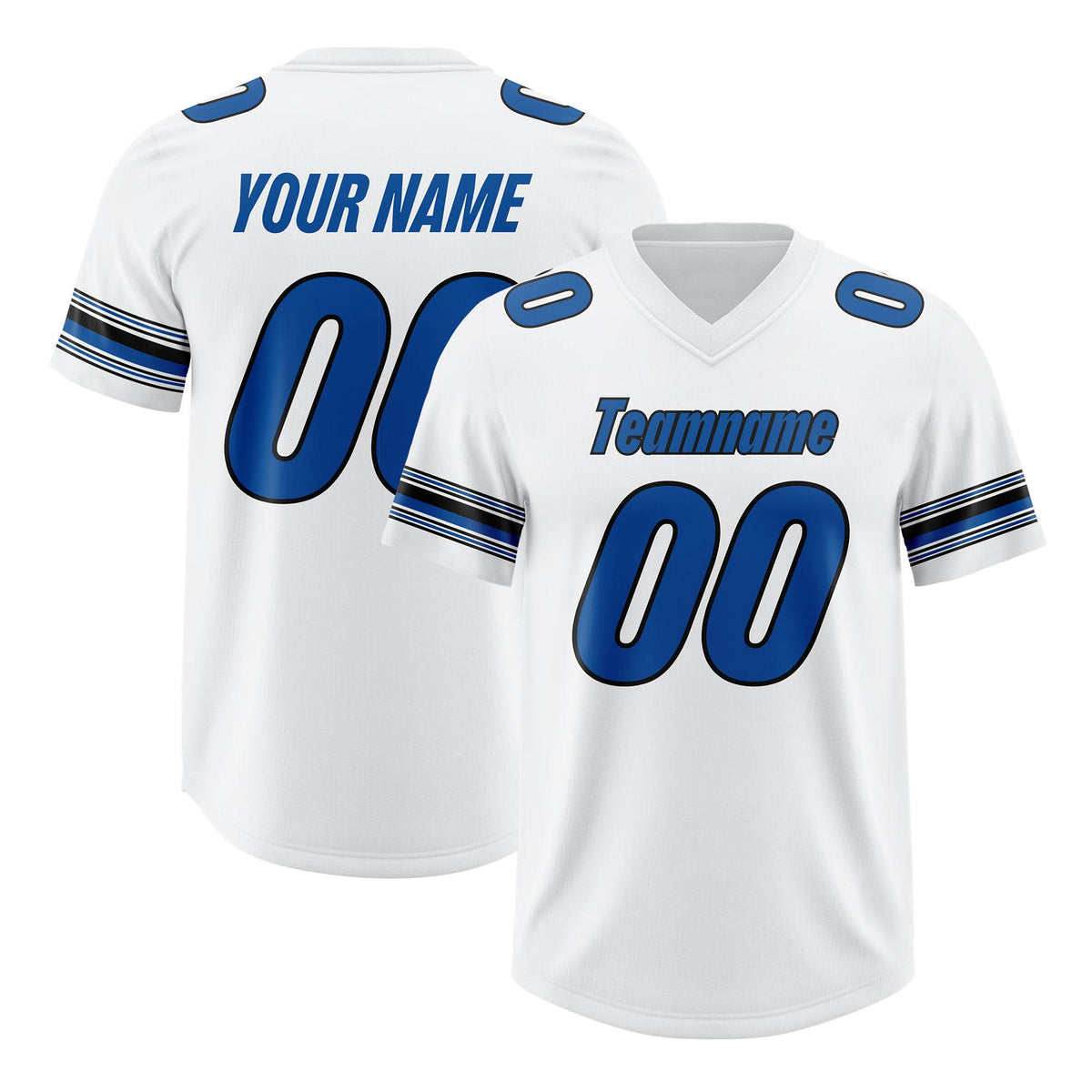 Custom White Royal Retro Personalized Sleeve Line Authentic American Football Jersey