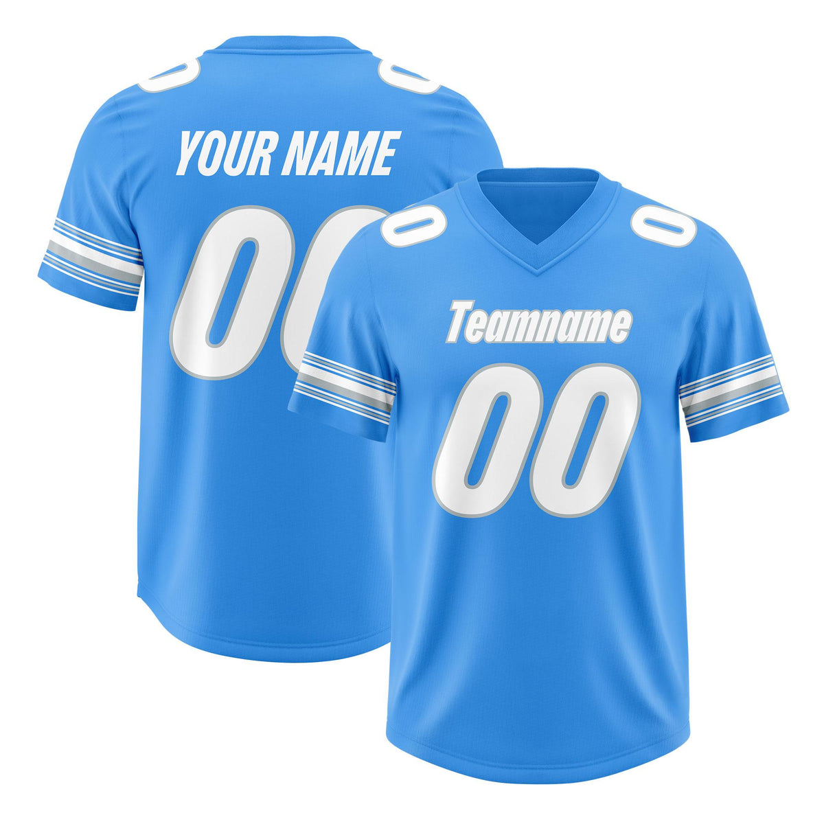 Custom Powder Blue White Retro Personalized Sleeve Line Authentic American Football Jersey