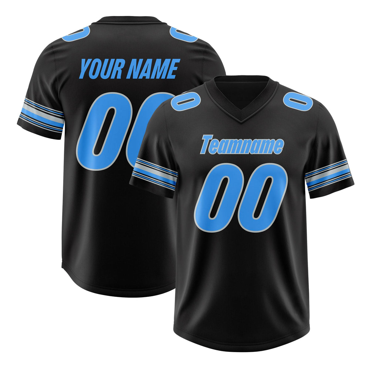 Custom Black Powder Blue Retro Personalized Sleeve Line Authentic American Football Jersey