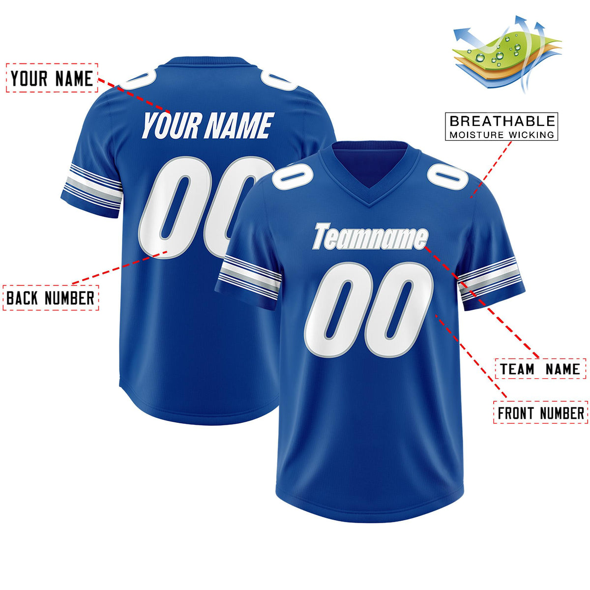 Custom Royal White Retro Personalized Sleeve Line Authentic American Football Jersey