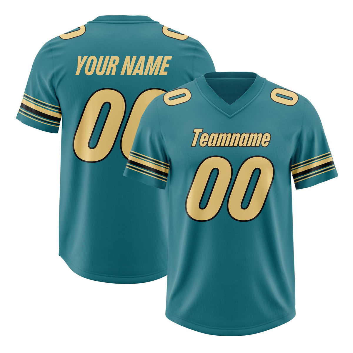 Custom Aqua Khaki Retro Personalized Sleeve Line Authentic American Football Jersey