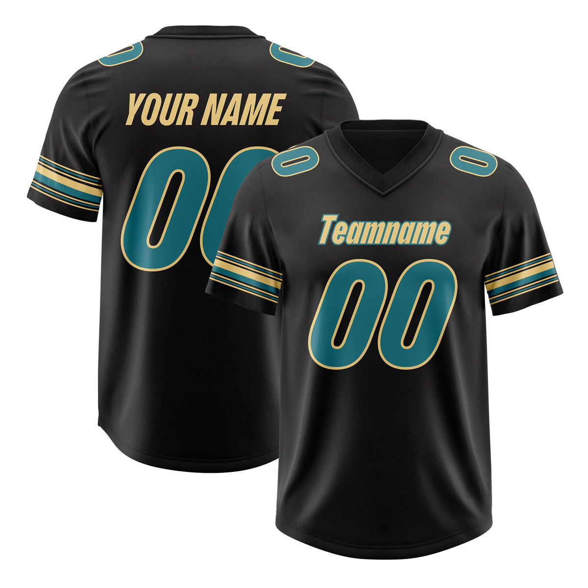 Custom Black Aqua Retro Personalized Sleeve Line Authentic American Football Jersey