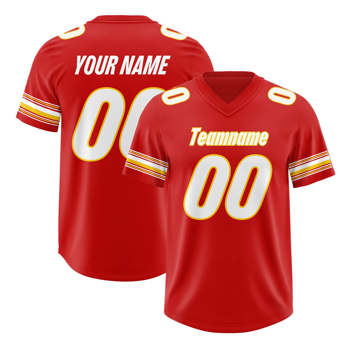 Custom Red White Retro Personalized Sleeve Line Authentic American Football Jersey