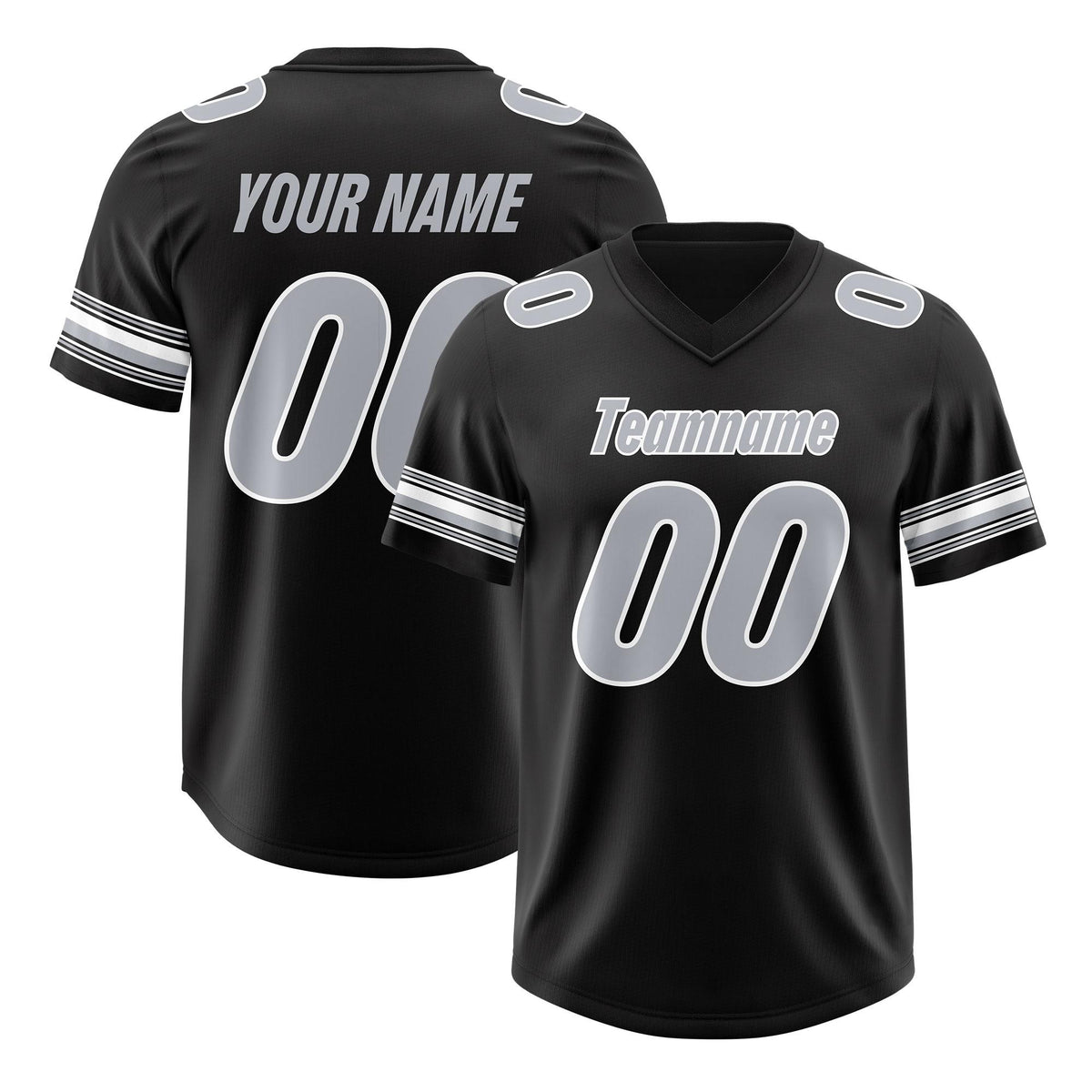 Custom Black Silver Retro Personalized Sleeve Line Authentic American Football Jersey