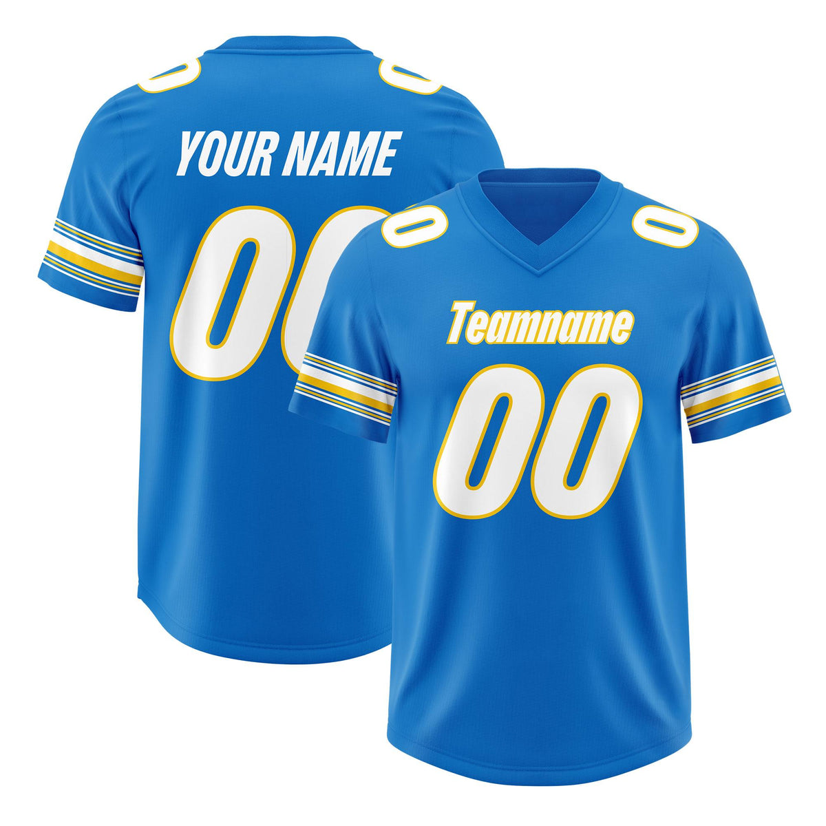 Custom Powder Blue White Retro Personalized Sleeve Line Authentic American Football Jersey
