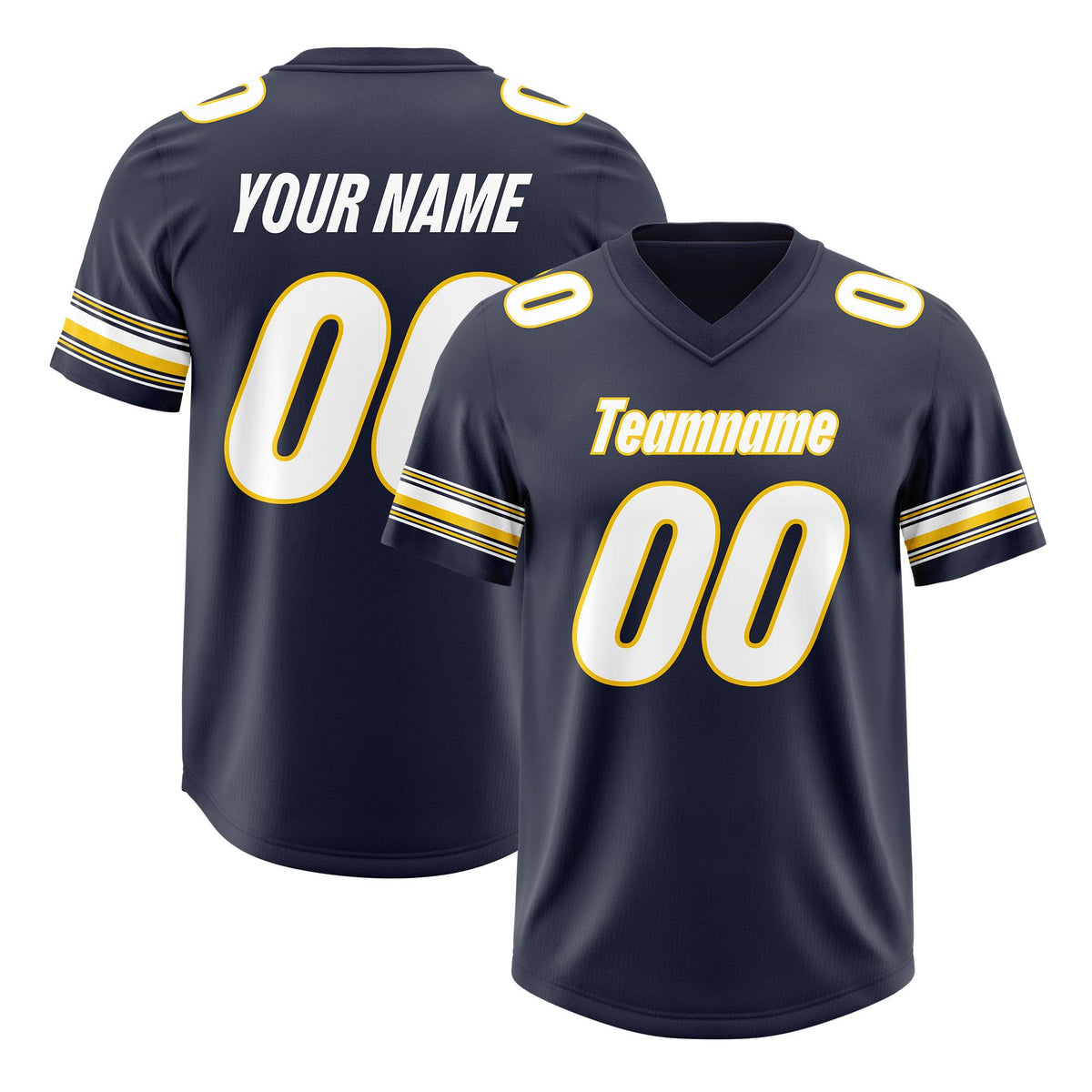 Custom Navy White Retro Personalized Sleeve Line Authentic American Football Jersey