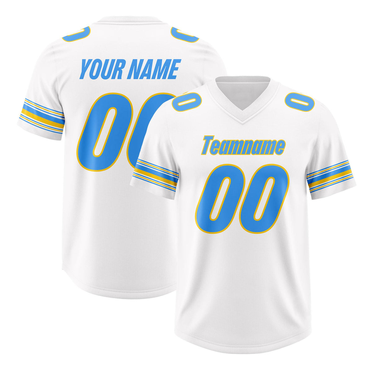 Custom White Powder Blue Retro Personalized Sleeve Line Authentic American Football Jersey