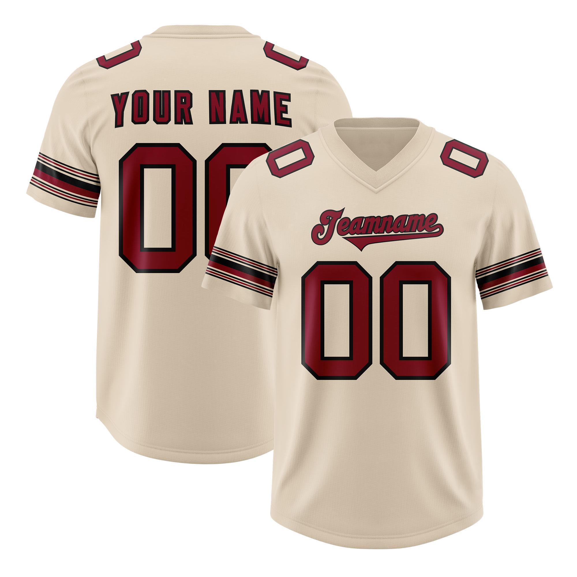 Custom Cream Red Retro Personalized Sleeve Line Authentic American Football Jersey