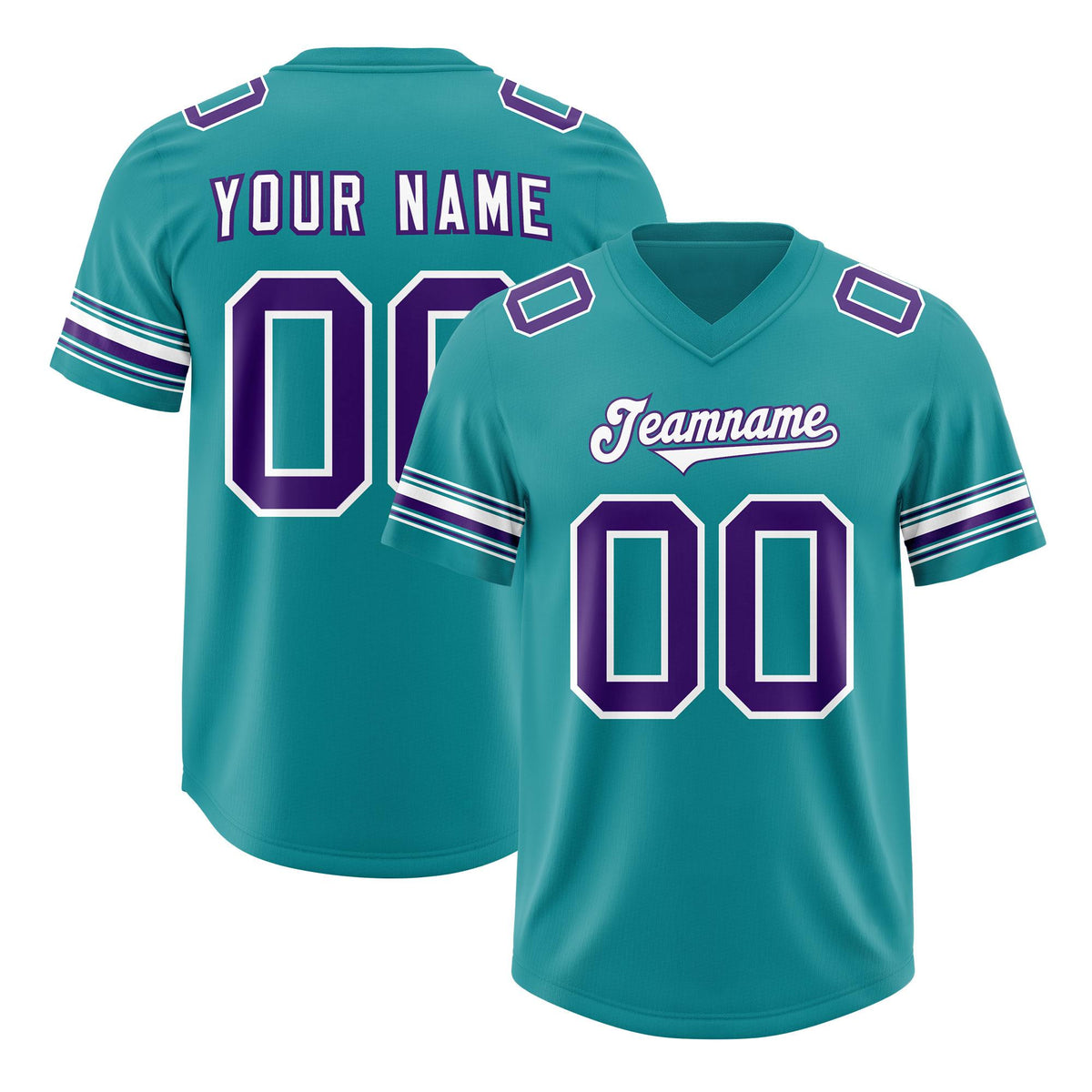 Custom Aqua Purple Retro Personalized Sleeve Line Authentic American Football Jersey
