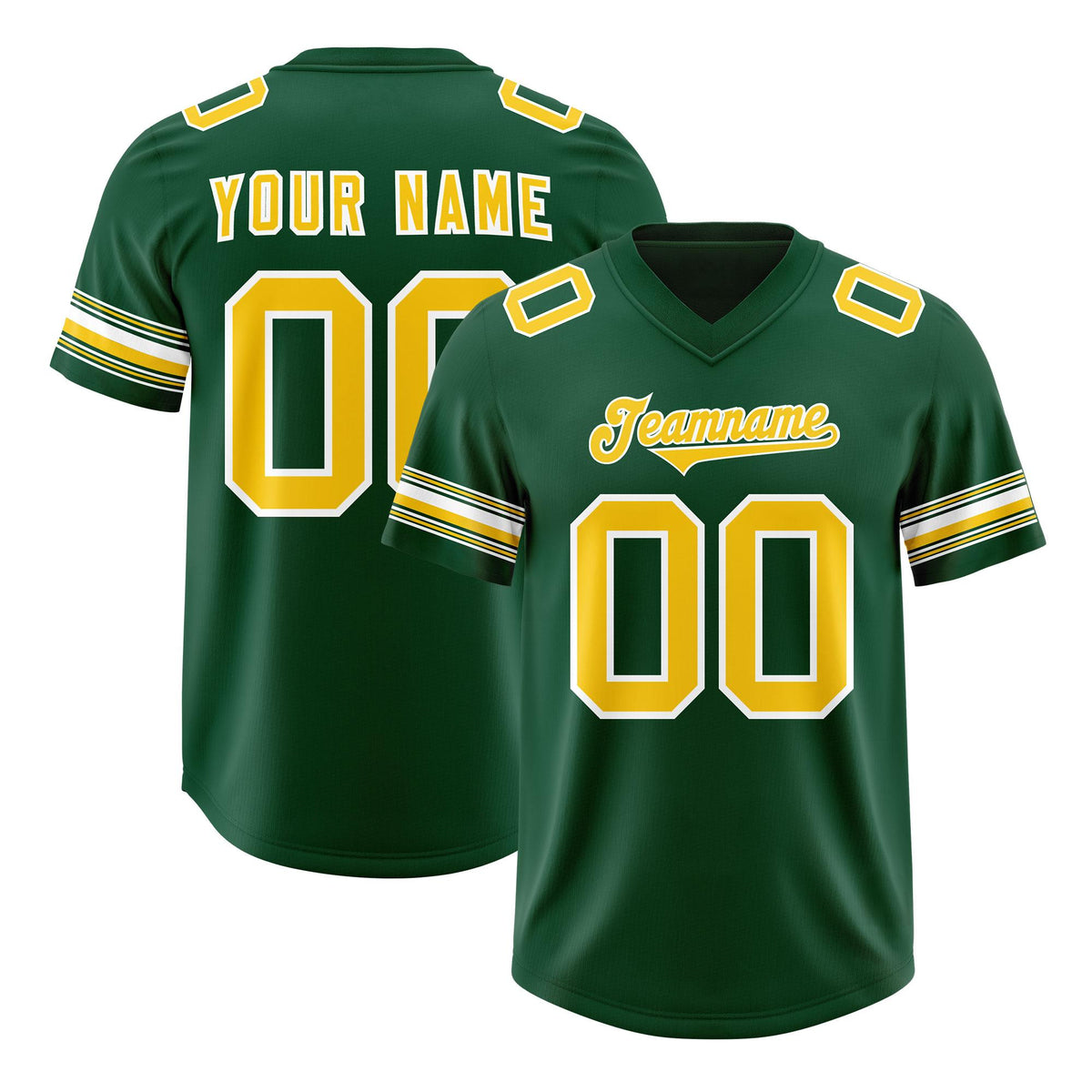 Custom Green Gold Retro Personalized Sleeve Line Authentic American Football Jersey