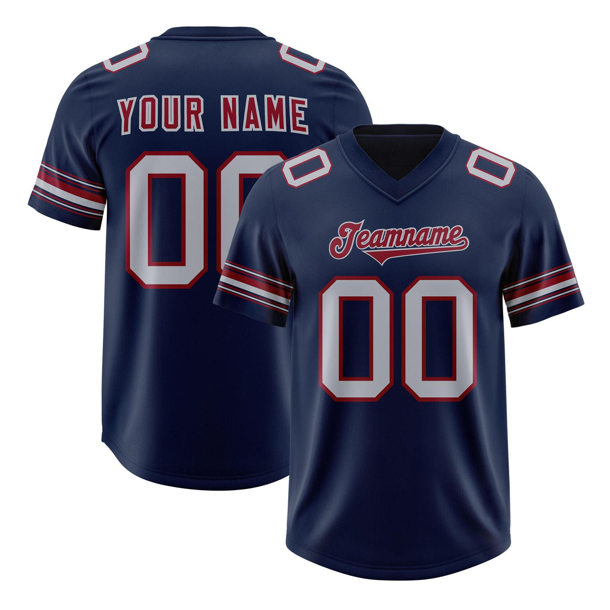 Custom Navy Gray Retro Personalized Sleeve Line Authentic American Football Jersey