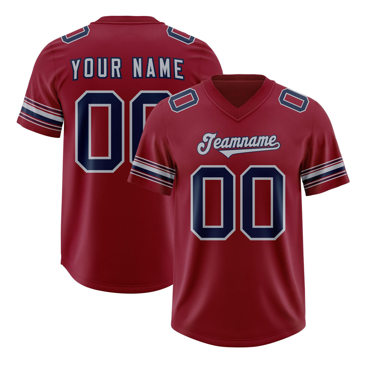 Custom Red Navy Retro Personalized Sleeve Line Authentic American Football Jersey
