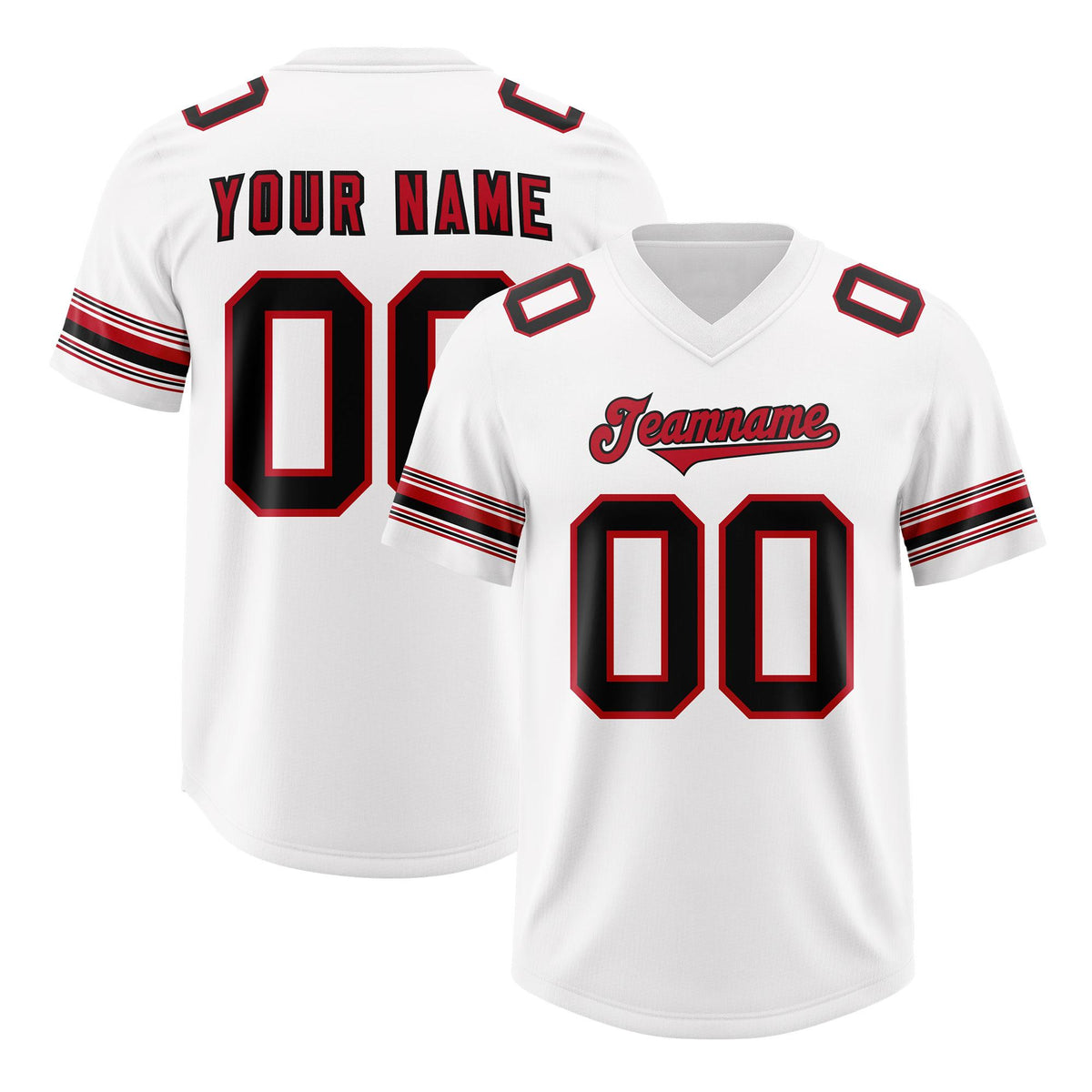 Custom White Red Retro Personalized Sleeve Line Authentic American Football Jersey