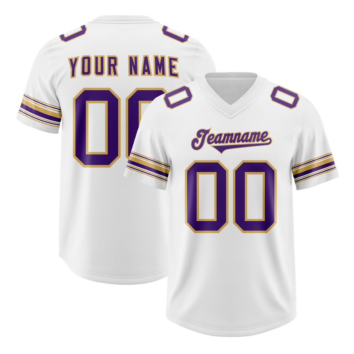 Custom White Purple Retro Personalized Sleeve Line Authentic American Football Jersey
