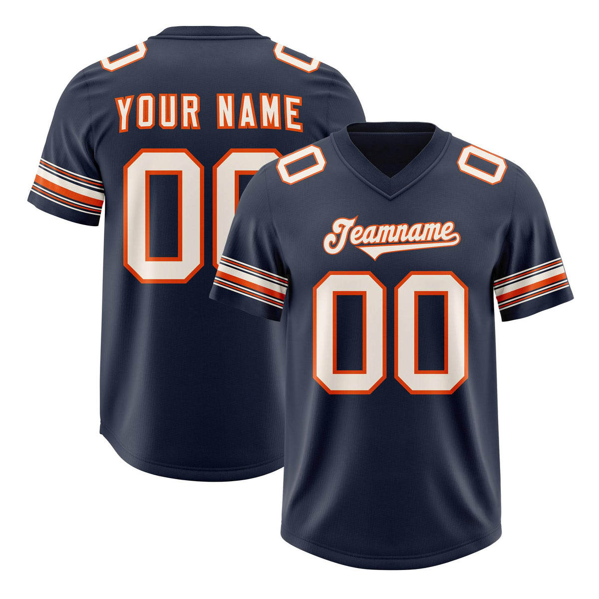 Custom Navy Cream Retro Personalized Sleeve Line Authentic American Football Jersey