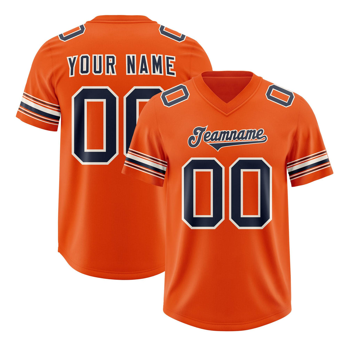 Custom Orange Navy Retro Personalized Sleeve Line Authentic American Football Jersey