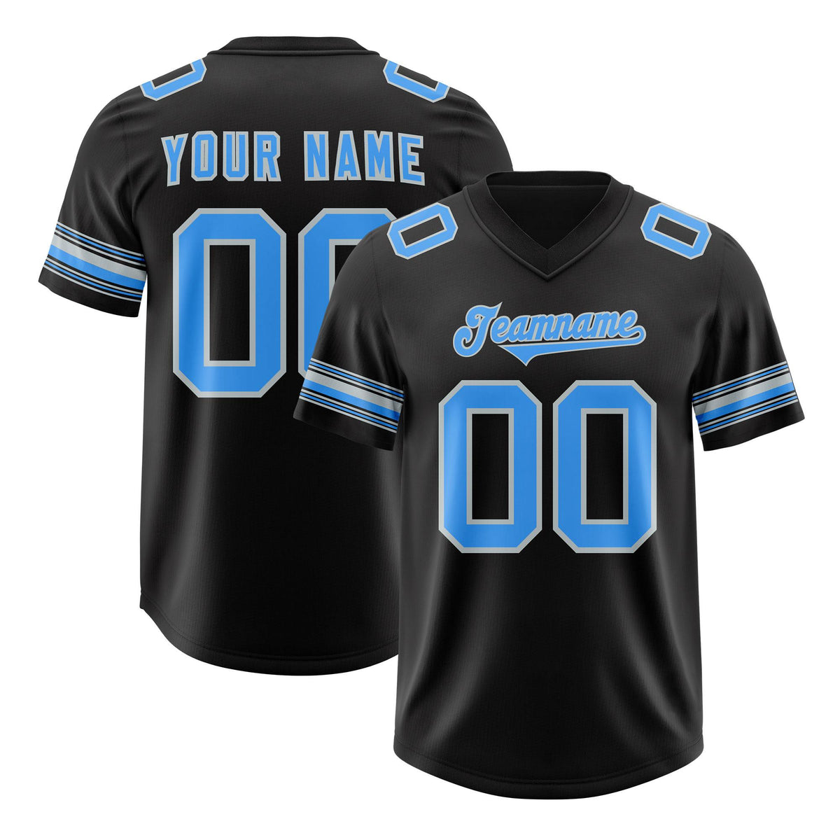 Custom Black Powder Blue Retro Personalized Sleeve Line Authentic American Football Jersey