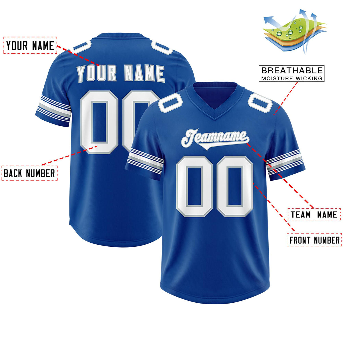 Custom Royal White Retro Personalized Sleeve Line Authentic American Football Jersey