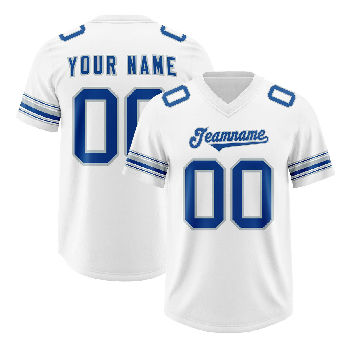 Custom White Royal Retro Personalized Sleeve Line Authentic American Football Jersey