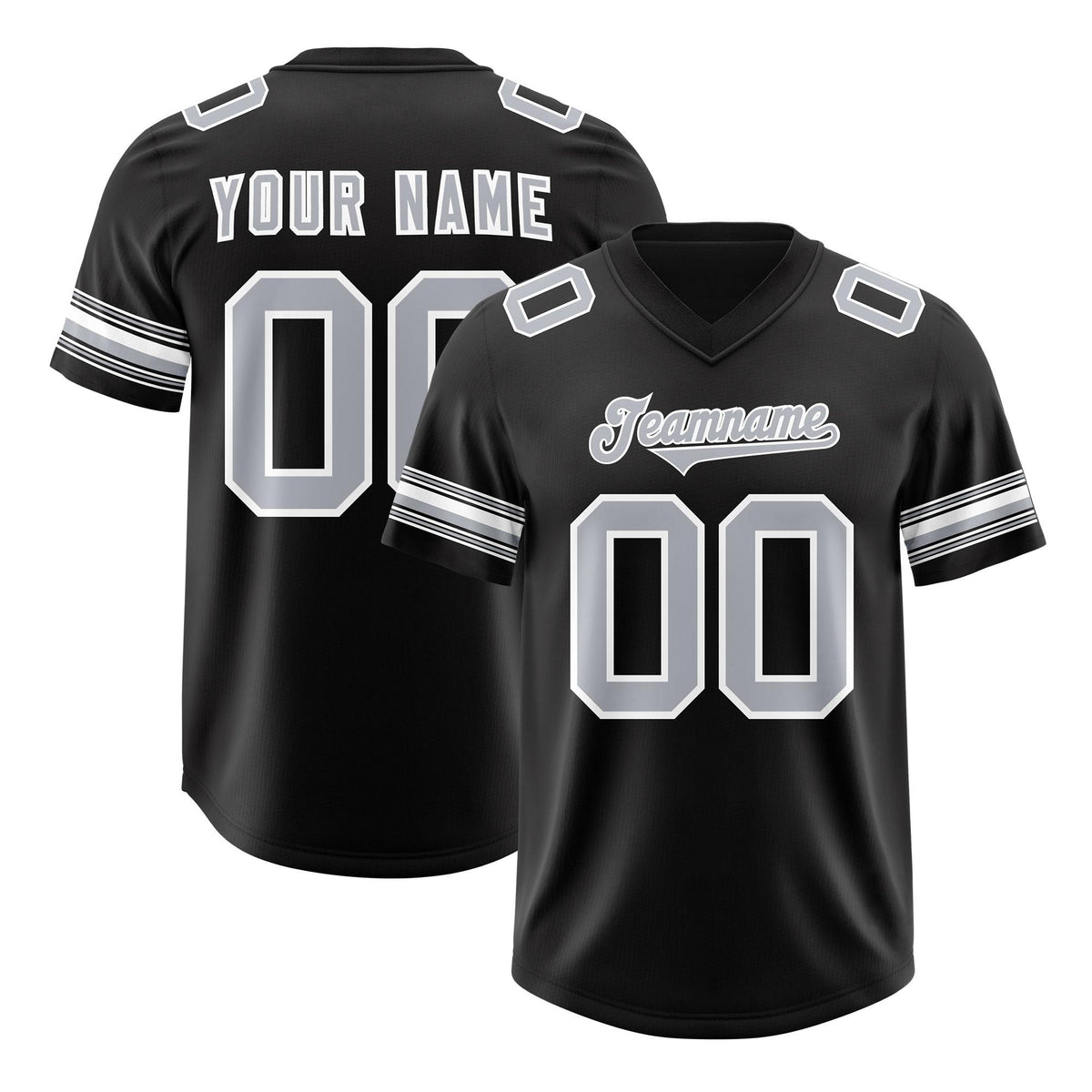 Custom Black Silver Retro Personalized Sleeve Line Authentic American Football Jersey