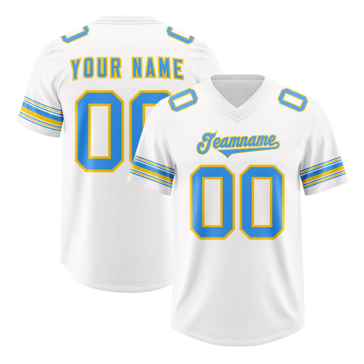 Custom White Powder Blue Retro Personalized Sleeve Line Authentic American Football Jersey