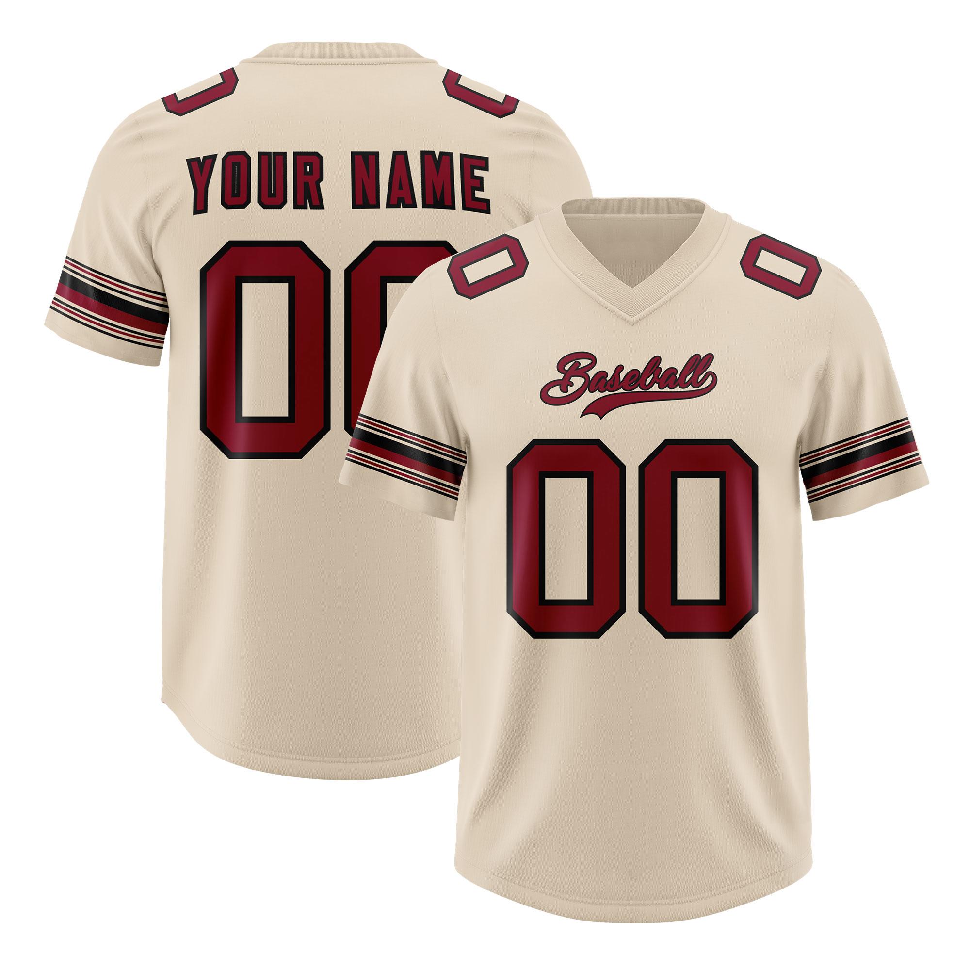 Custom Cream Red Retro Personalized Sleeve Line Authentic American Football Jersey