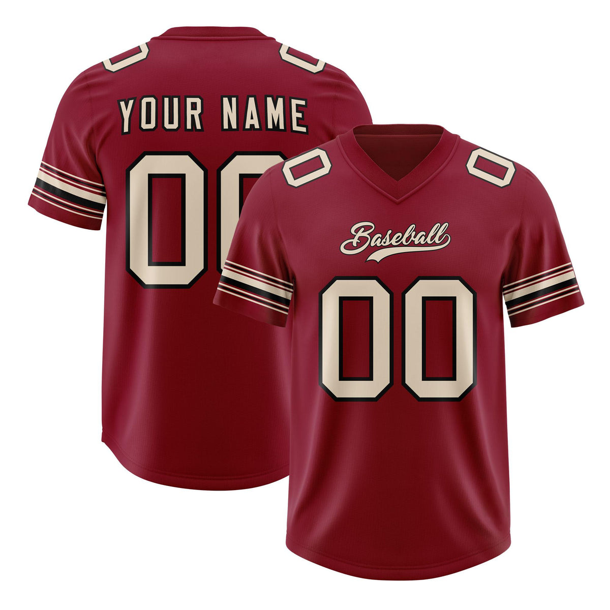Custom Red Cream Retro Personalized Sleeve Line Authentic American Football Jersey