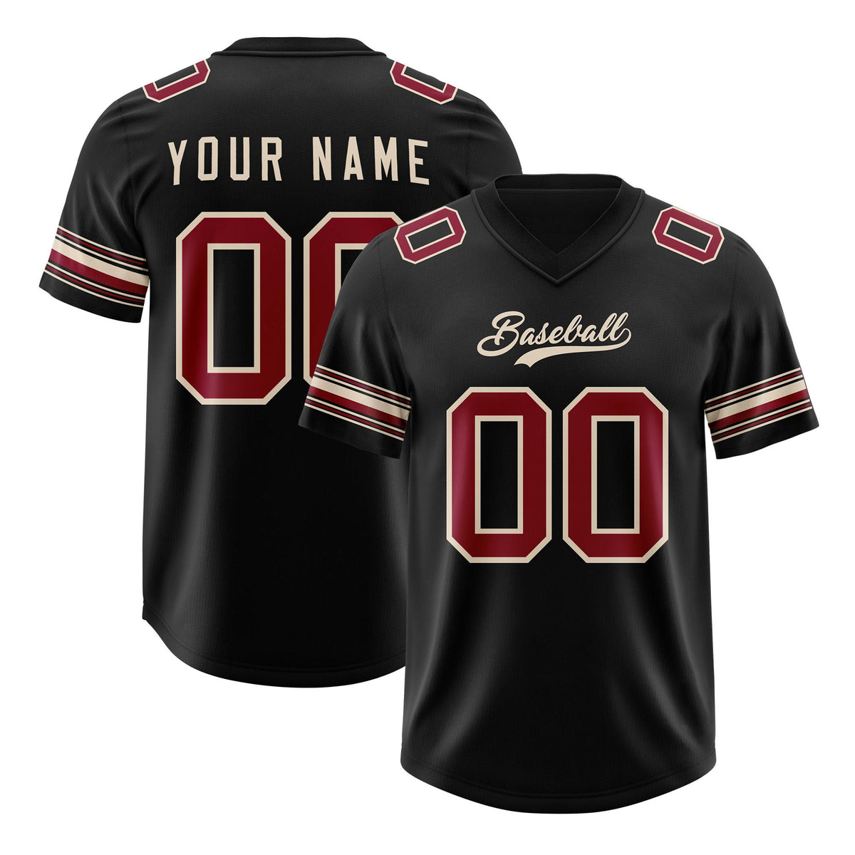 Custom Black Red Retro Personalized Sleeve Line Authentic American Football Jersey