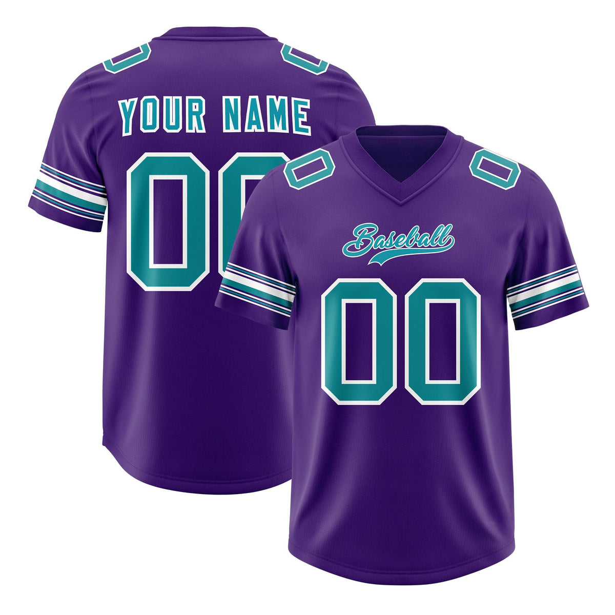 Custom Purple Aqua Retro Personalized Sleeve Line Authentic American Football Jersey