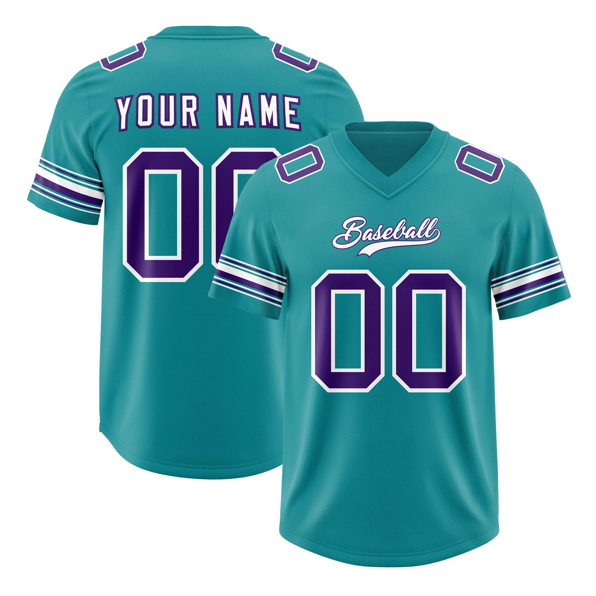 Custom Aqua Purple Retro Personalized Sleeve Line Authentic American Football Jersey