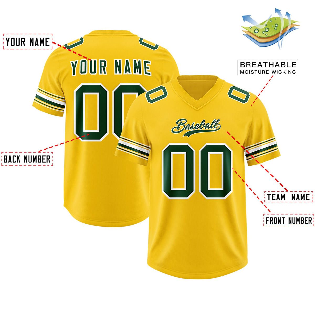 Custom Gold Green Retro Personalized Sleeve Line Authentic American Football Jersey