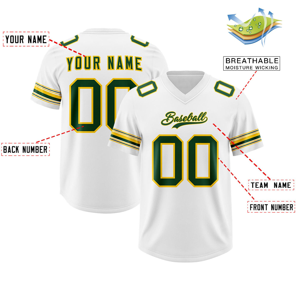 Custom White Green Retro Personalized Sleeve Line Authentic American Football Jersey