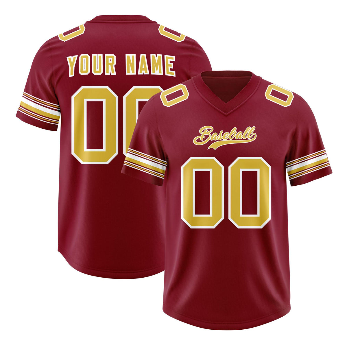 Custom Red Old Gold Retro Personalized Sleeve Line Authentic American Football Jersey