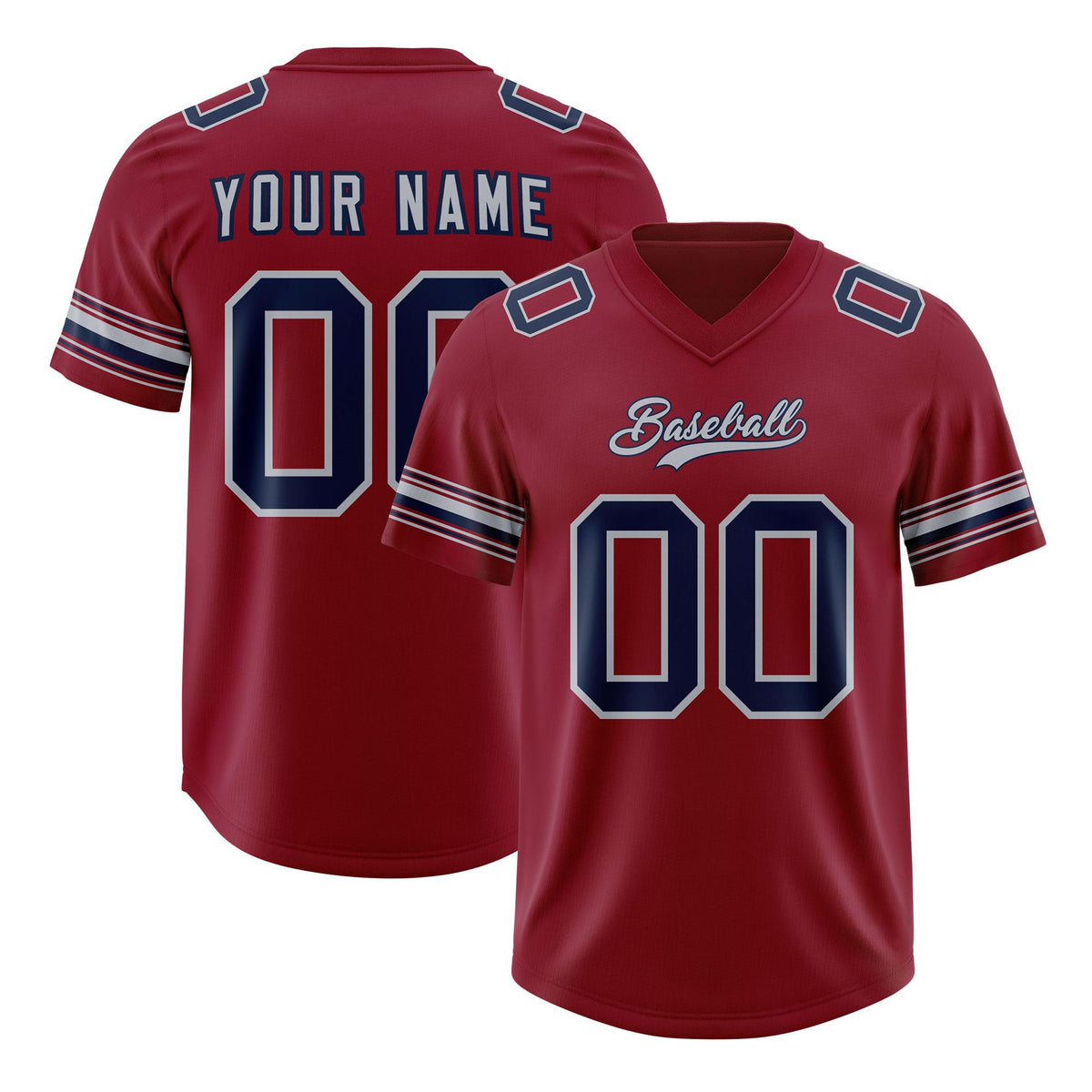 Custom Red Navy Retro Personalized Sleeve Line Authentic American Football Jersey