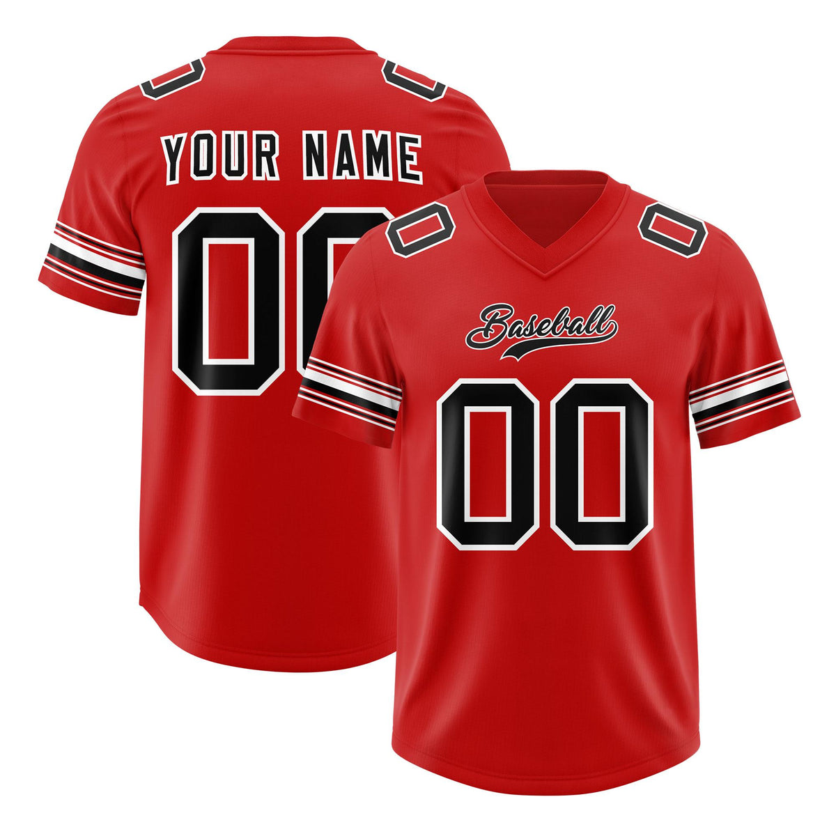 Custom Red Black Retro Personalized Sleeve Line Authentic American Football Jersey