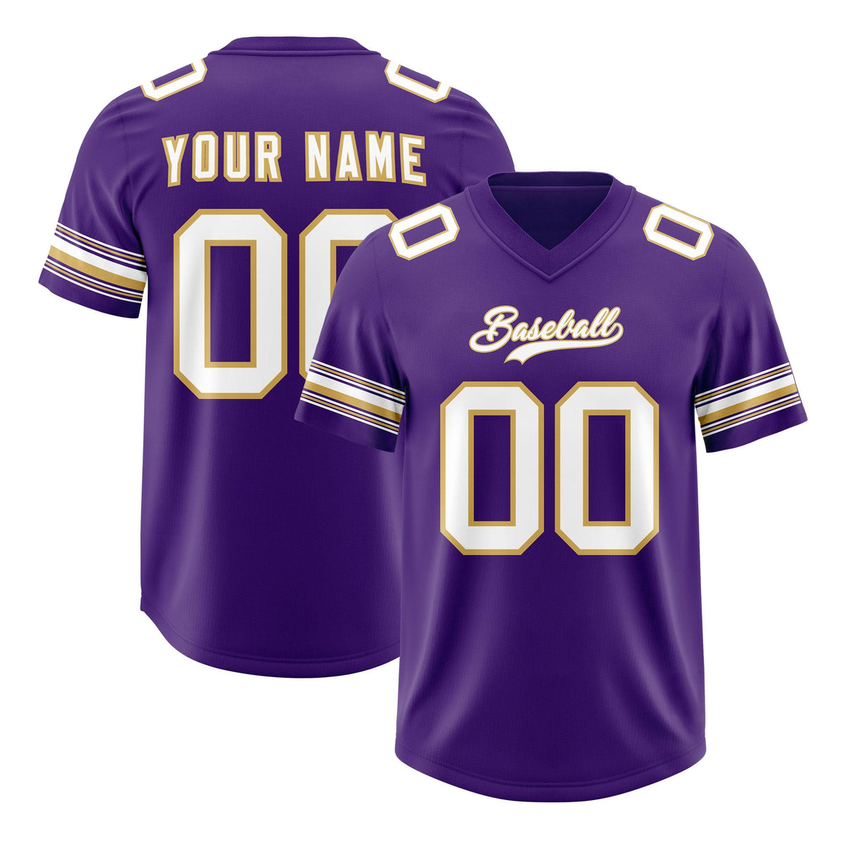 Custom Purple White Retro Personalized Sleeve Line Authentic American Football Jersey