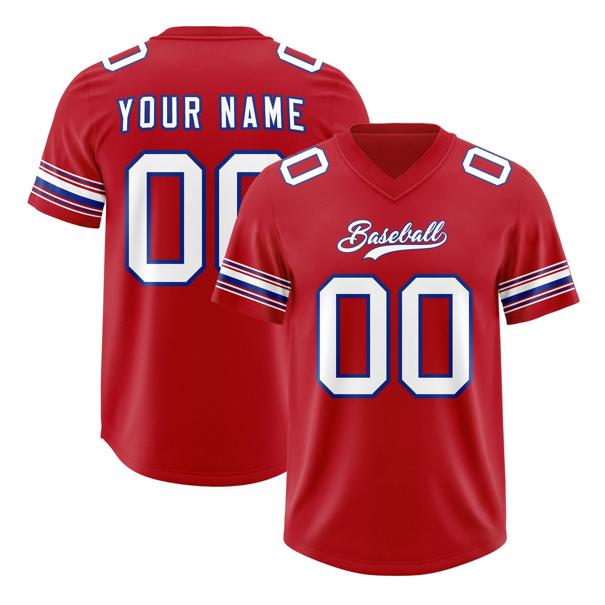 Custom Red White Retro Personalized Sleeve Line Authentic American Football Jersey