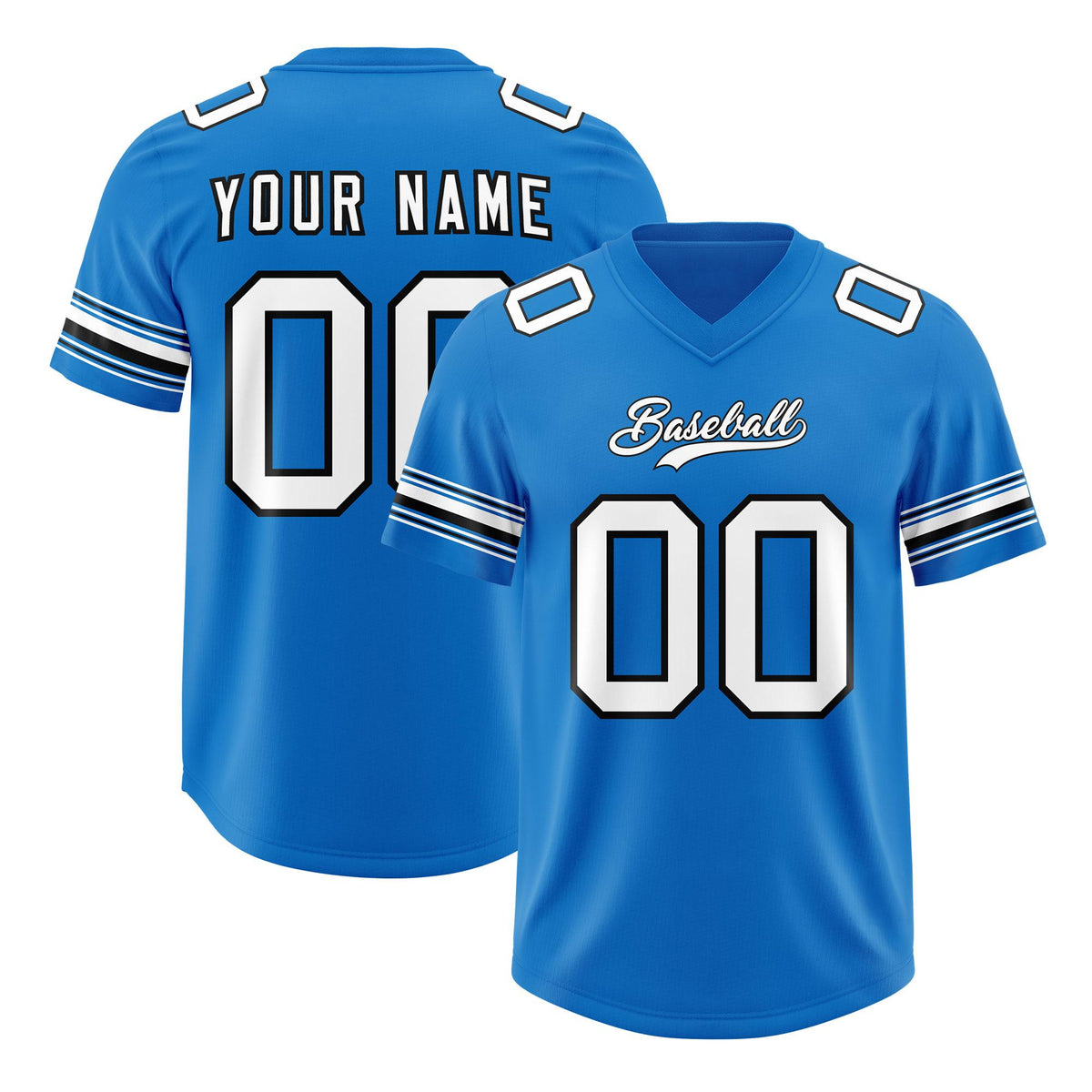 Custom Panther Blue White Retro Personalized Sleeve Line Authentic American Football Jersey