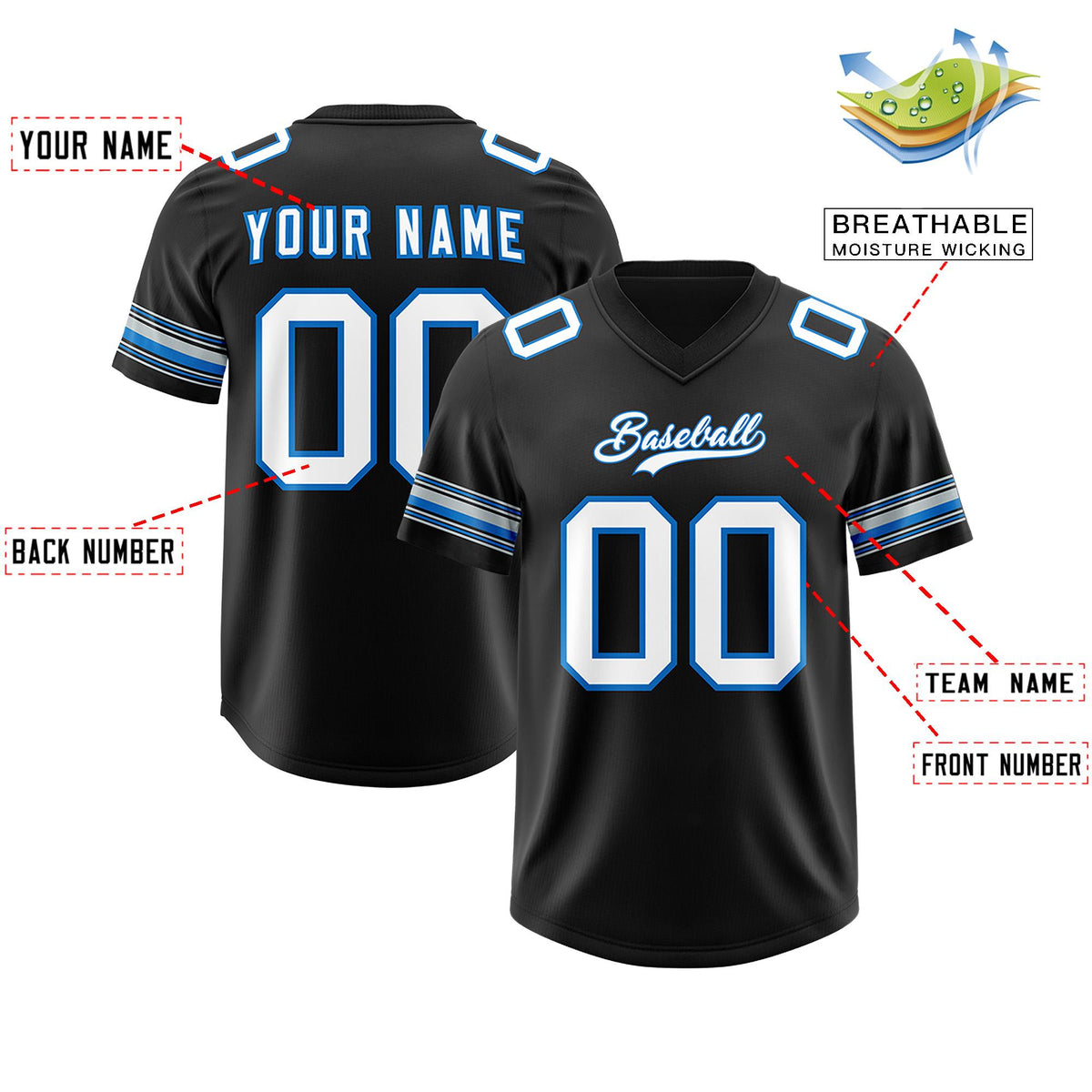 Custom Black White Retro Personalized Sleeve Line Authentic American Football Jersey