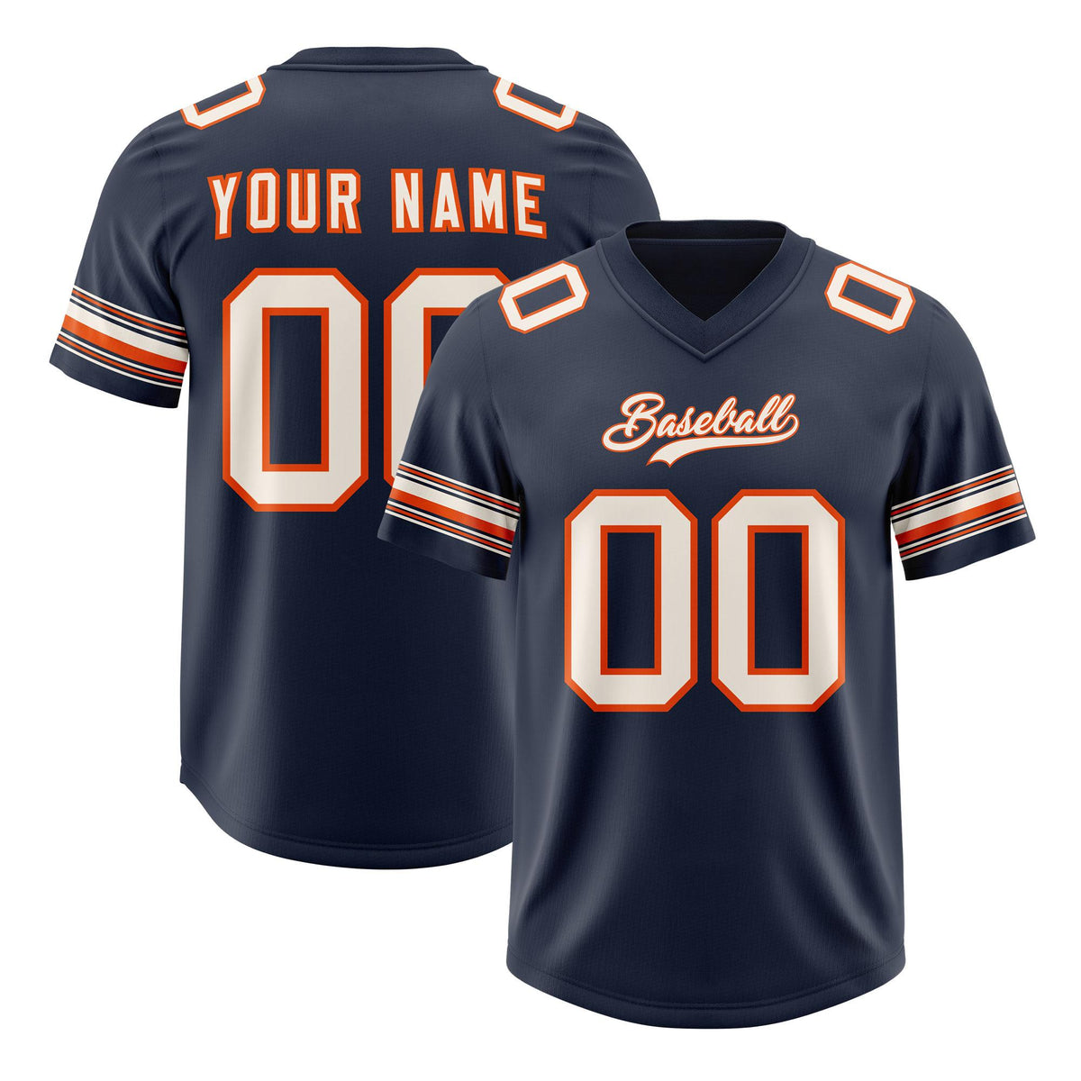 Custom Navy Cream Retro Personalized Sleeve Line Authentic American Football Jersey