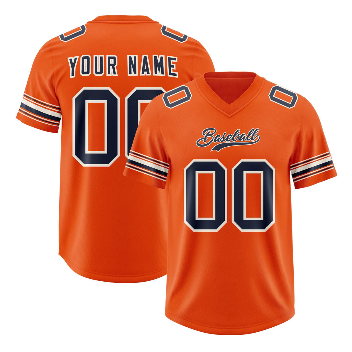 Custom Orange Navy Retro Personalized Sleeve Line Authentic American Football Jersey