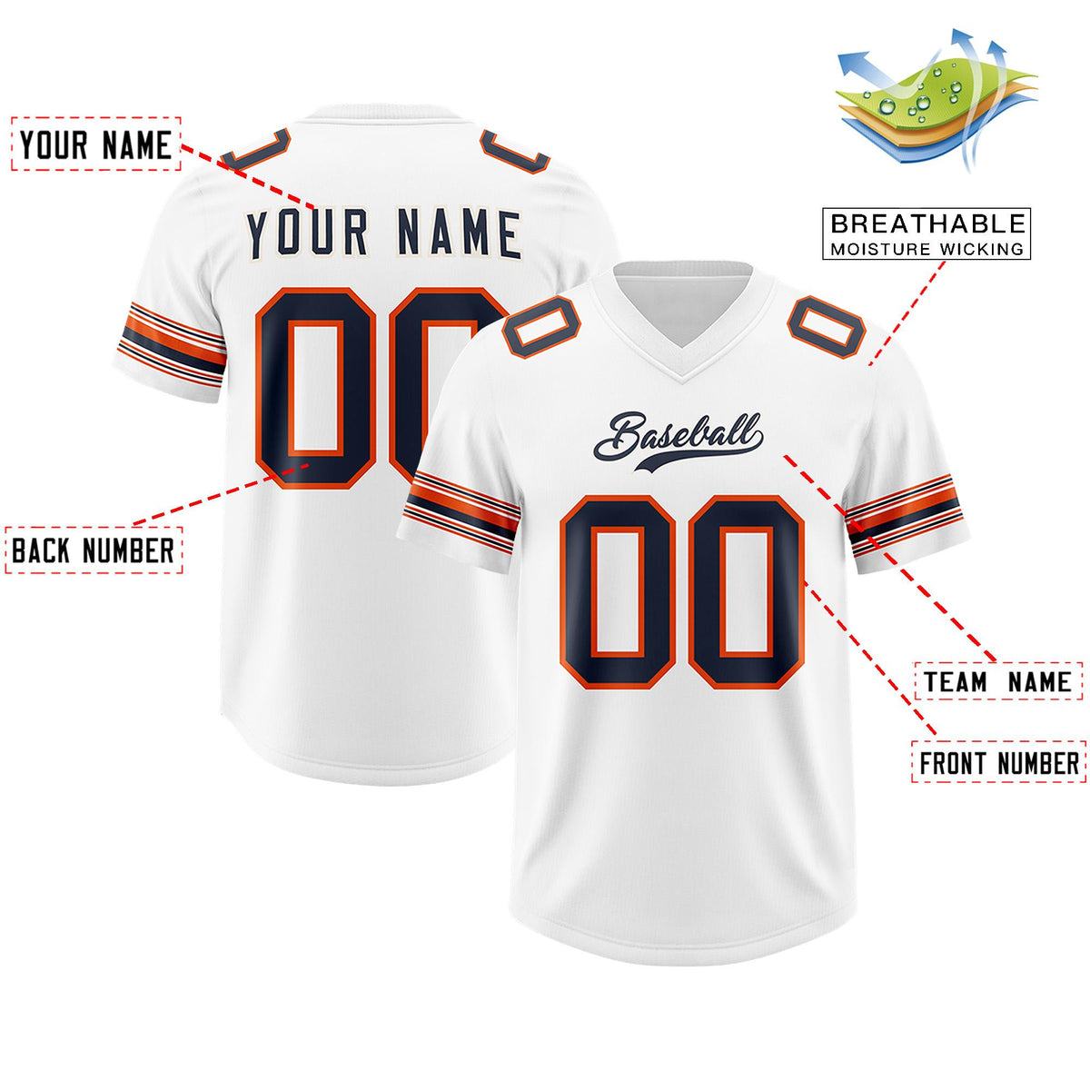 Custom White Navy Retro Personalized Sleeve Line Authentic American Football Jersey