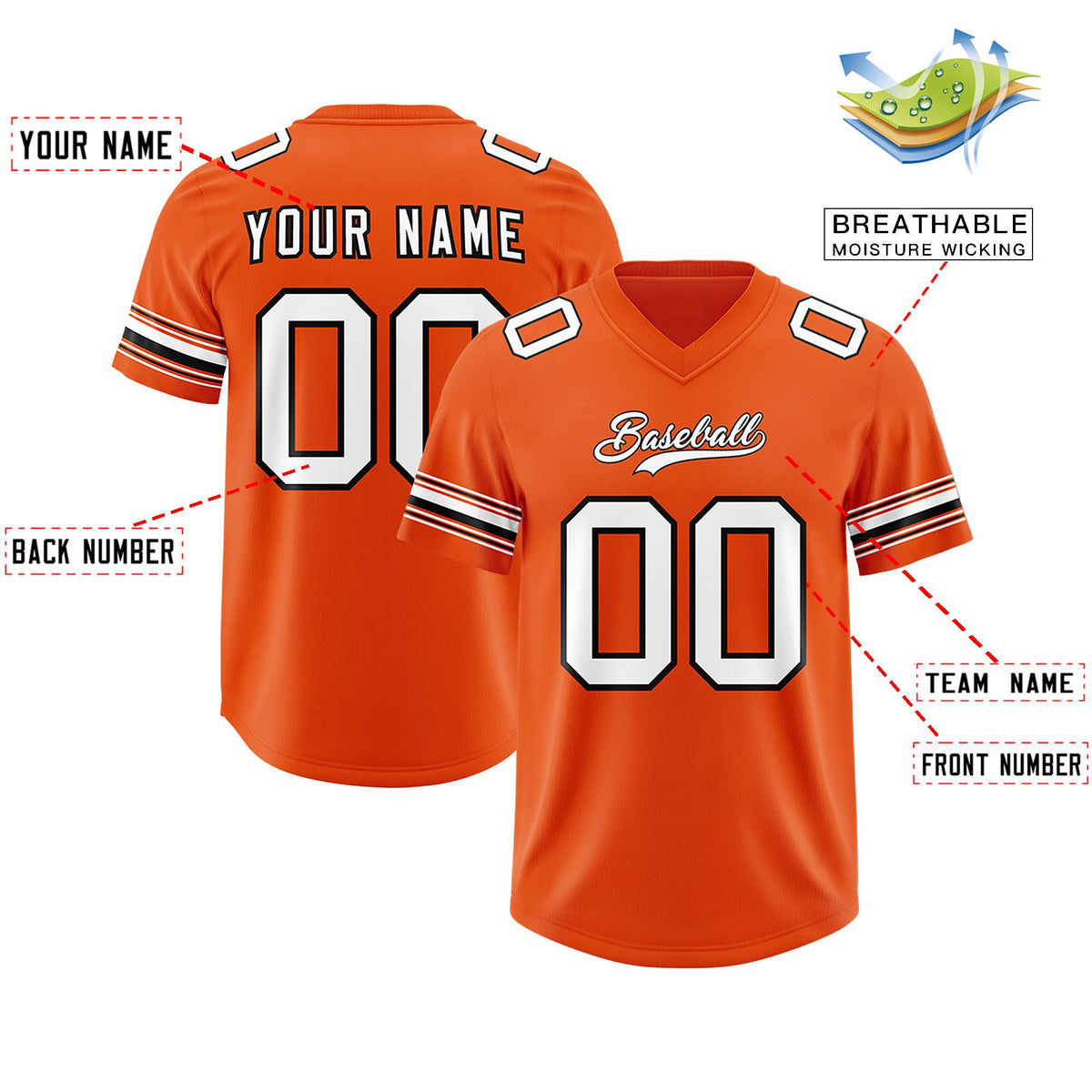 Custom Orange White Retro Personalized Sleeve Line Authentic American Football Jersey