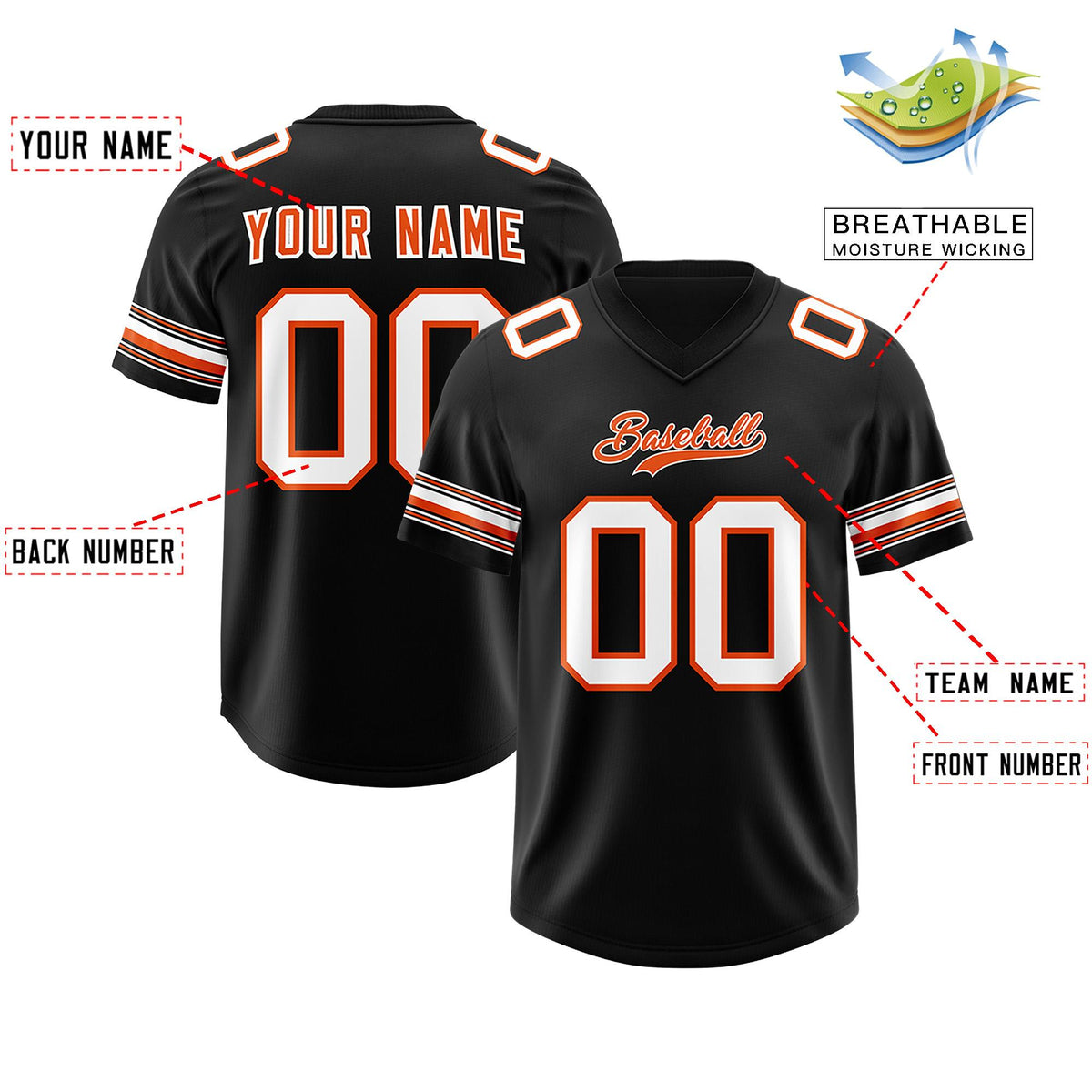 Custom Black White Retro Personalized Sleeve Line Authentic American Football Jersey