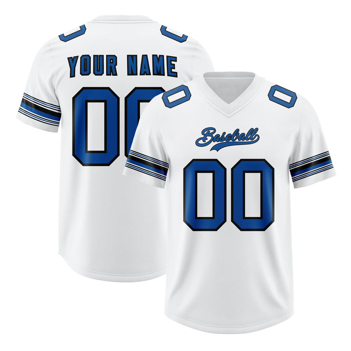 Custom White Royal Retro Personalized Sleeve Line Authentic American Football Jersey