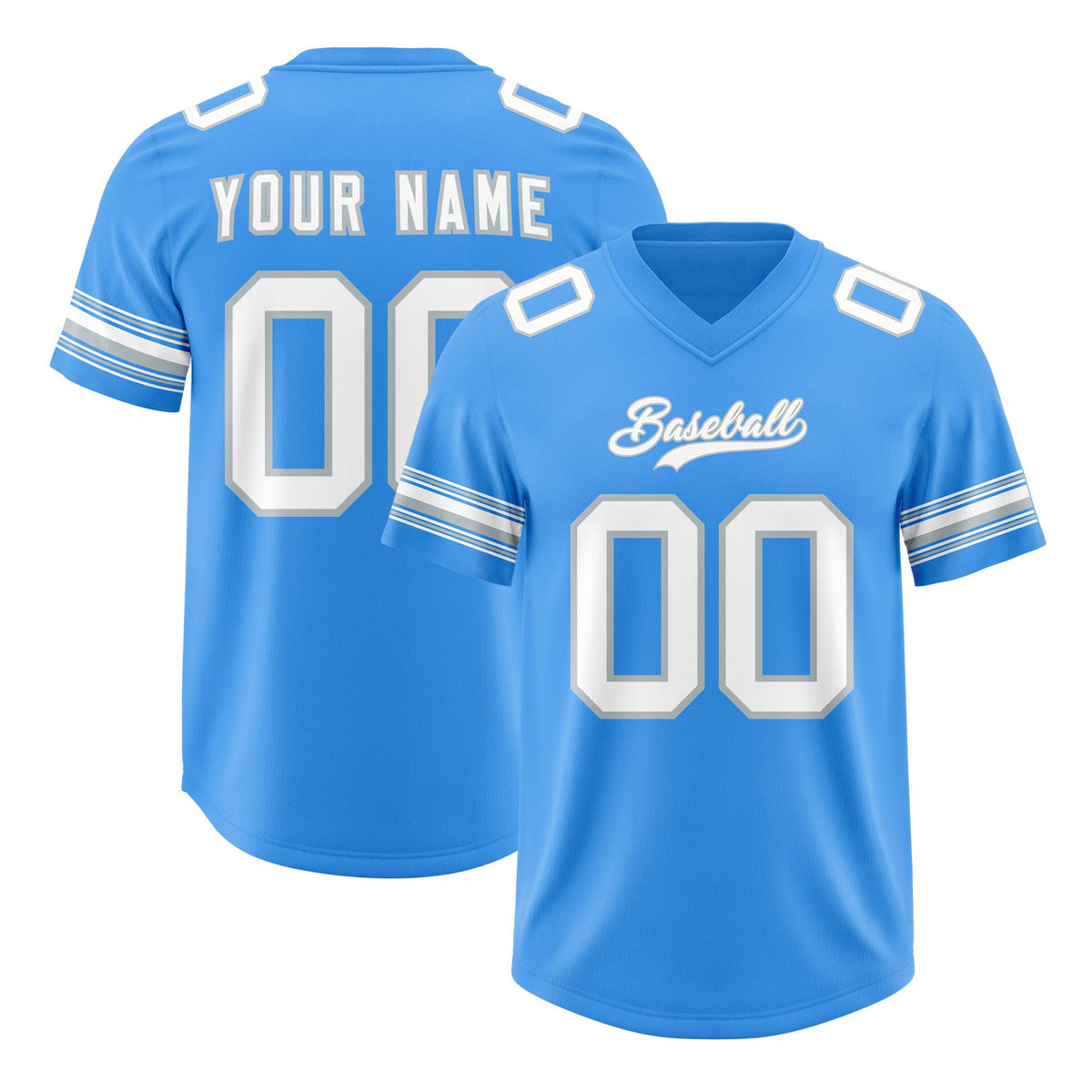Custom Powder Blue White Retro Personalized Sleeve Line Authentic American Football Jersey