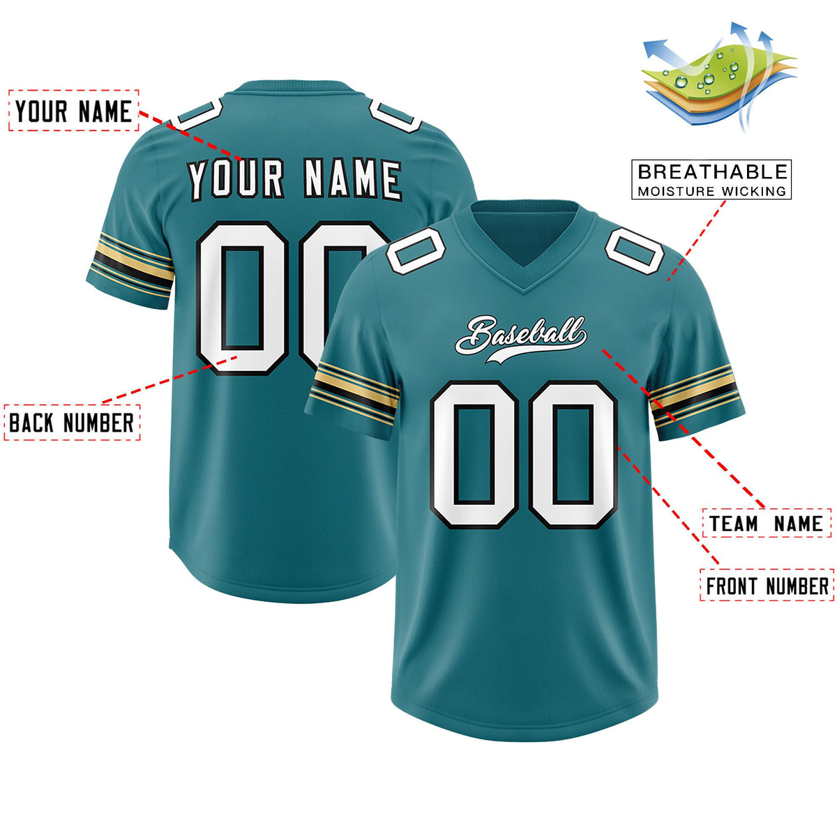 Custom Aqua White Retro Personalized Sleeve Line Authentic American Football Jersey