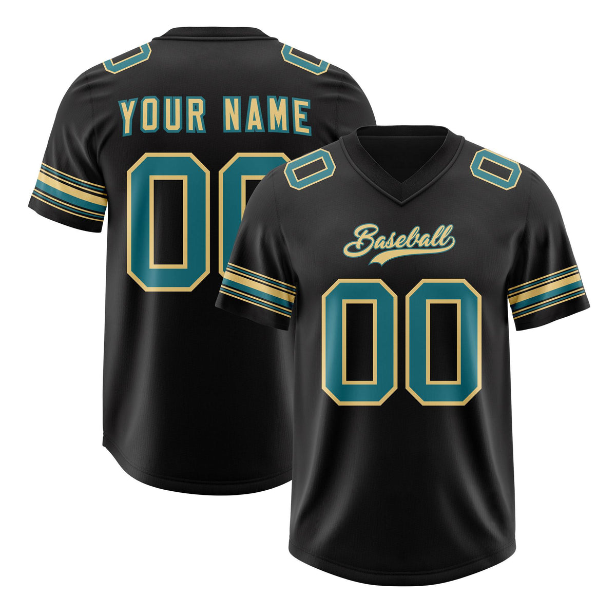 Custom Black Aqua Retro Personalized Sleeve Line Authentic American Football Jersey
