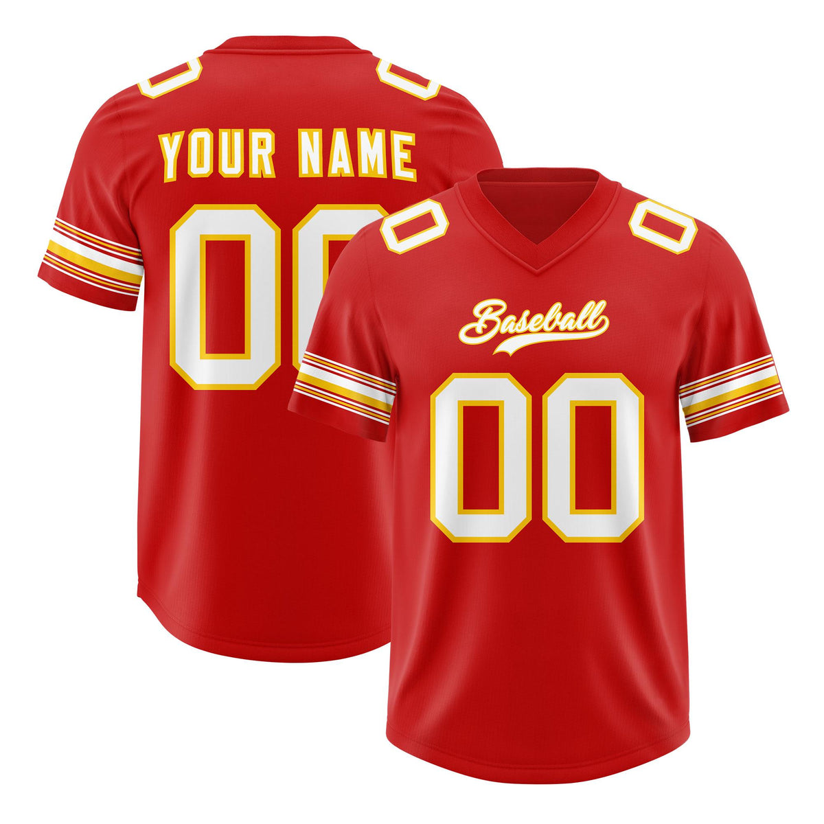 Custom Red White Retro Personalized Sleeve Line Authentic American Football Jersey