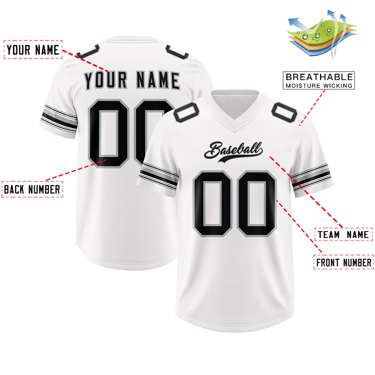 Custom White Black Retro Personalized Sleeve Line Authentic American Football Jersey